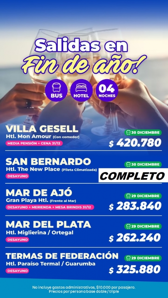 Salidas en Fin de A�o en la Costa Argentina